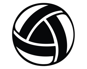 Minimalist volleyball ball design in black and white, sporting equipment icon