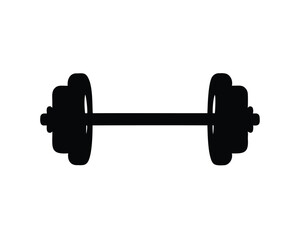 Simplified black silhouette illustration of a barbell ready for heavy lifting