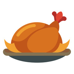 Minimalist roasted turkey on a platter vector design