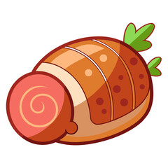 Minimal color vector roasted ham with garnish