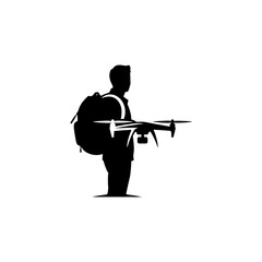 Fototapeta premium Minimalist Black Silhouette Drone Logo A Traveler's Icon