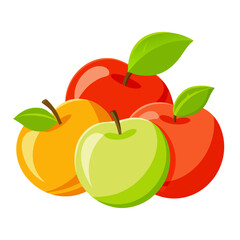 Color vector harvest apples with leaves design