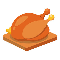 Color illustration of a roasted turkey on a wooden cutting board