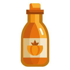 Color vector illustration of a bottle of pumpkin spice syrup