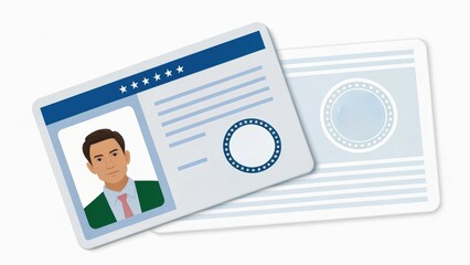 Illustration of an identification card featuring a person’s photo and details, emphasizing identification and verification.