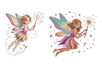 Birthday Angels Character Clipart Design, Colorful Birthday Clipart Bundle | Cute Party Elements, Balloons, Cake, Gifts, Kids Celebration Illustrations, Vector Design for Invitations & Cards