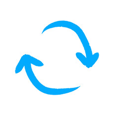 Blue Refresh Loop Arrow Icon &ndash; Hand Drawn Circular Arrows Symbol on Transparent Background