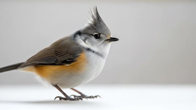 Delicate movements of crested tit bird displayed in a mesmerizing video sequence