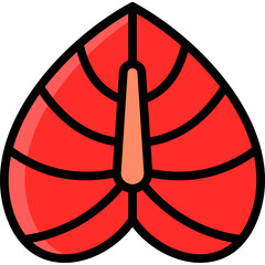 anthurium icon illustration design with filled outline