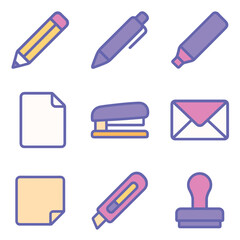 Office stationery icons Vector Illustration