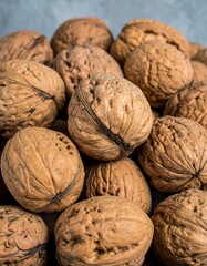Close-up view of many walnuts