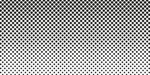 Dotted halftone gradient texture. Fading polka dot background. Repeated dots gradation pattern. Black vanishing comic pop art overlay backdrop. Halftone raster effect wallpaper. Vector Ilustration