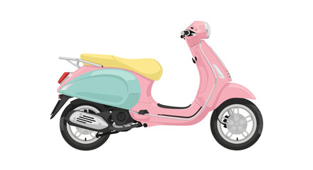 Fototapeta premium Pastel colored vintage scooter illustration perfect for summer travel ads