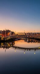Fototapeta premium Dublin City River Sunset View.