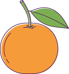 Vibrant orange fruit with green leaf and stem fresh healthy food illustration isolated on white vector