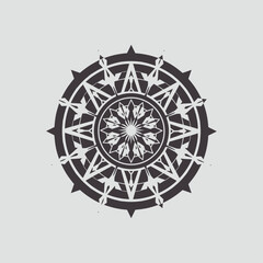 Geometric Mandala Vector with Compass Style Circular Pattern and Symmetrical Design