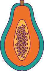 Vibrant sliced papaya tropical fruit healthy food illustration isolated on vector