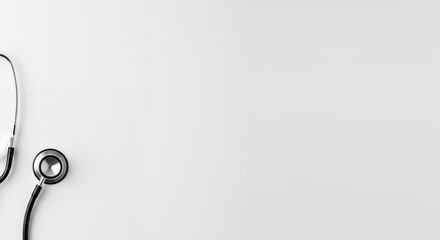 Minimal flat lay of stethoscope on clean background with empty copy space, high resolution medical wallpaper concept for healthcare, hospital, and modern clinic design.