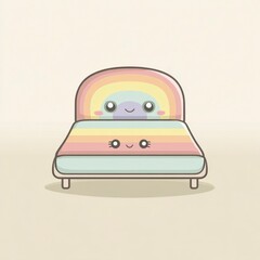Cute colorful rainbow bed illustration