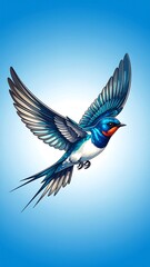 Obraz premium Detailed illustration of a swallow in flight
