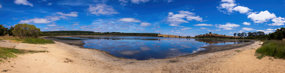 Lake Leake in South Australia is a volcanic crater lake near Glencoe, formed within an extinct volcano. Surrounded by natural bushland, it is a popular spot for fishing, boating, kayaking, and camping