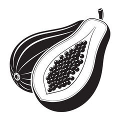 Black pawpaw Silhouette Vector, High Quality Illustration on White Background