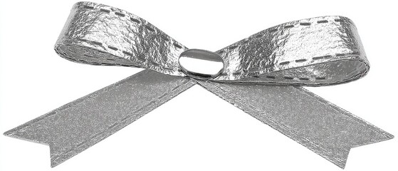 Silver metallic ribbon bow