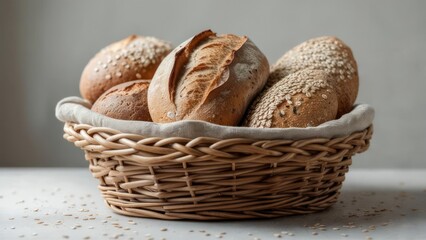 Bread basket with assorted loaves