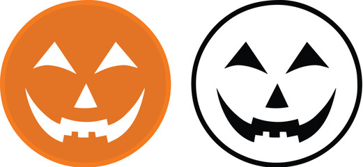 Pumpkin Halloween Face Vector Illustration – Spooky Jack-o-Lantern Character Design