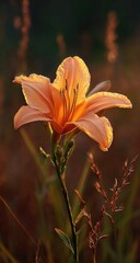 Obraz premium Orange lily in golden light
