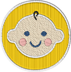 Colored Circle Baby Face Embroidered Patch