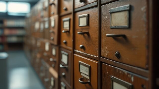 Antique file cabinets in a library