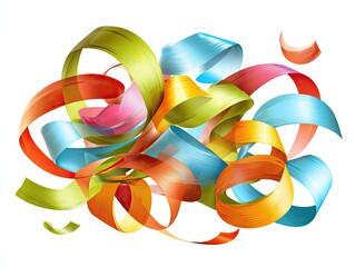 Abstract design of swirling, colorful ribbons