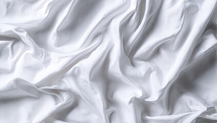 Close-up view of soft, white fabric draped in folds