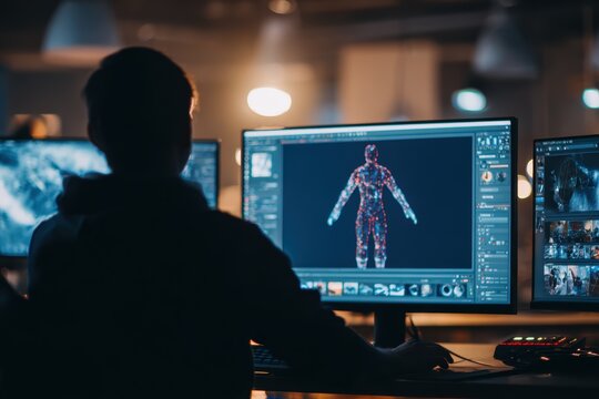 AI-powered animation tool automatically generating character movements and motion sequences, showcasing digital content creation and artificial intelligence animation technology.