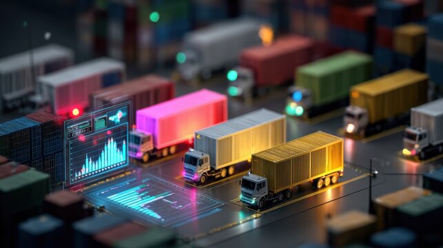 AI-driven supply chain optimization displaying visual analytics for retail logistics efficiency, showcasing intelligent inventory management and distribution technology.