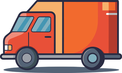 Delivery truck vector. Illustration of covered van on white background