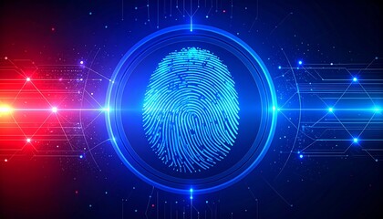 Digital fingerprint scan, futuristic interface