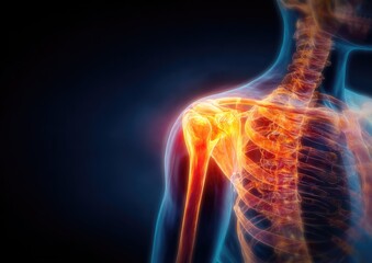 3D anatomical illustration of a painful shoulder joint