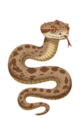 Fototapeta premium Illustration of a Rattlesnake with Forked Tongue png clear alpha channel cutout isolated on transparent background