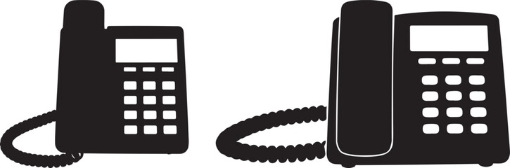Two vintage telephones silhouette