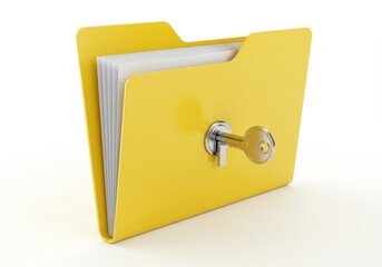 Secure yellow folder with a key representing data privacy and confidentiality