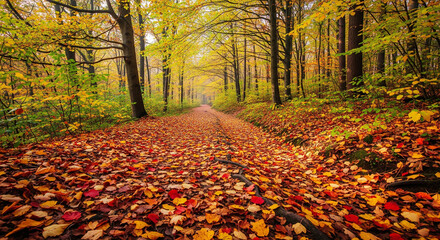 Autumnal Path A Walk Through Golden Leaves