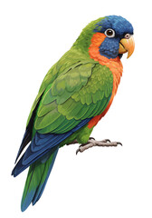 Obraz premium Vibrant Rainbow Lorikeet Parrot Portrait, Digital Art png clear alpha channel cutout isolated on transparent background