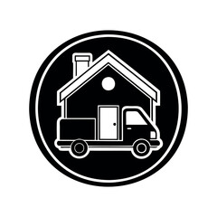 House on wheels logo for moving company home delivery service design