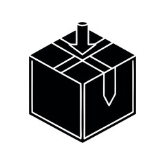 Isometric view of a box with an arrow symbol indicating insertion point