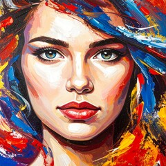 Colorful portrait of a woman with expressive eyes