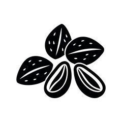 Stylized Silhouette of Almonds, Showing Whole and Cut Nut Pieces