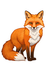 Obraz premium Cute Cartoon Fox Illustration - Adorable Red Fox Sitting png clear alpha channel cutout isolated on transparent background