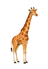 Naklejka premium Stylized Giraffe Illustration with Orange Background png clear alpha channel cutout isolated on transparent background